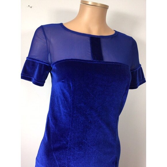 ACEVOG Blue Velvet Dress Womens Small - Picture 4 of 7